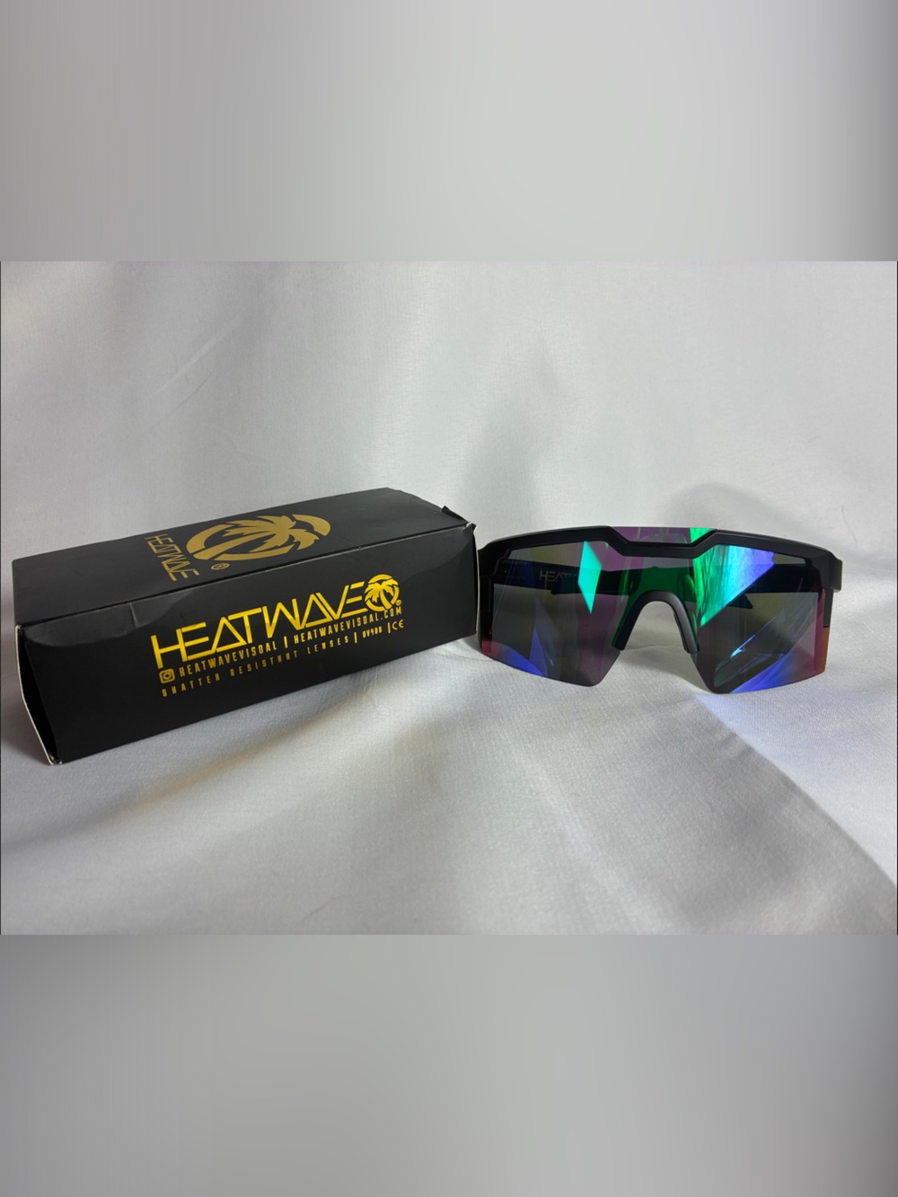 Heatwave Mirrored Shield Sunglasses - Black with Multicolor Iridescent Lens